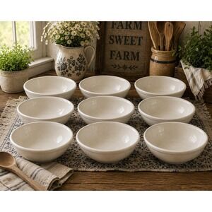 Homer Laughlin JJC Ivory Soup Cereal Bowls Set 9 USA Lead Free Restaurant Ware